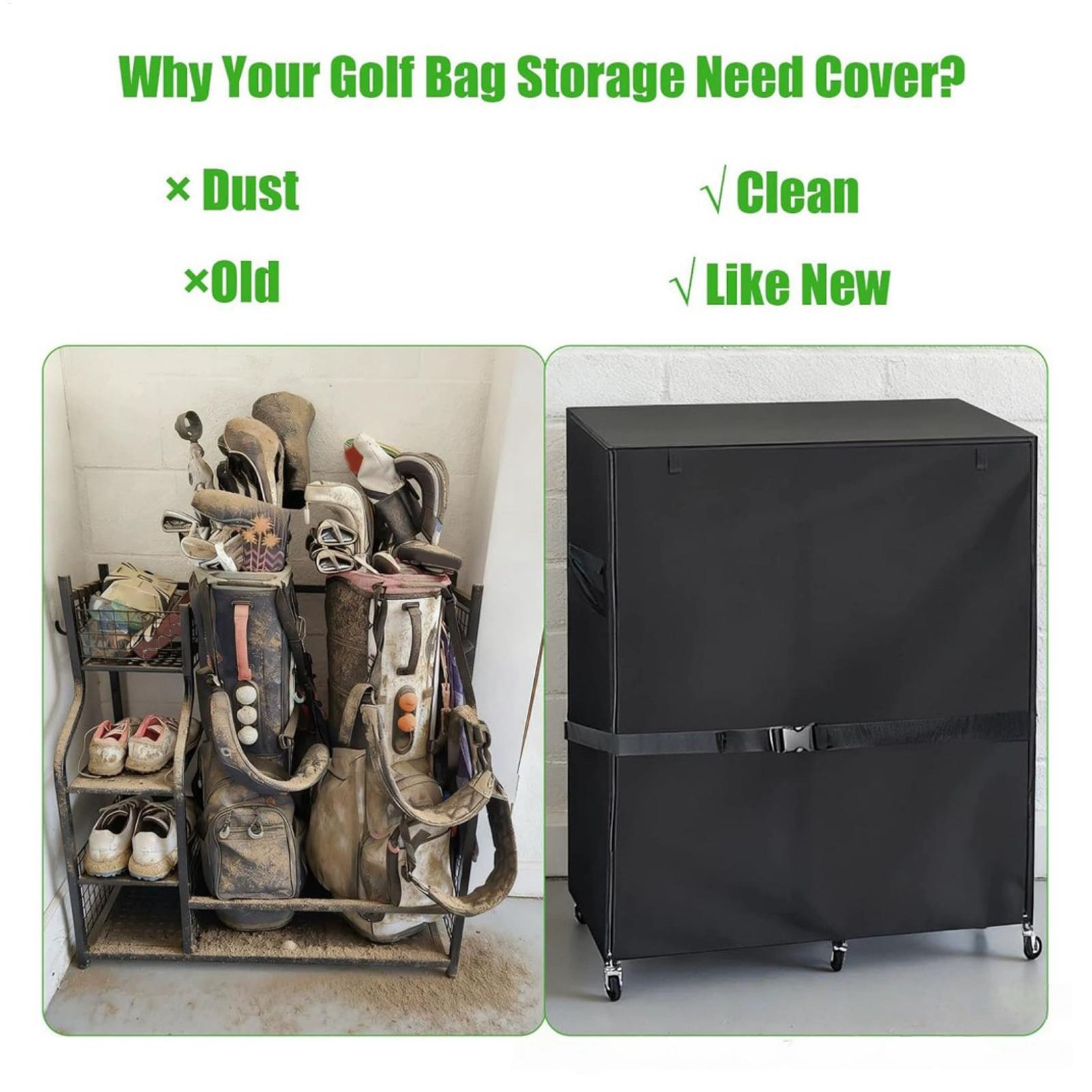 Golf Equipment Organizer For Garage - ผ้าคลุมกันฝุ่นสำหรับชั้นวางอุปกรณ์กอล์ฟ ผ้าคลุมอ็อกซ์ฟอร์ดสำหรับจัดเก็บในโรงรถ ผ้าคลุมป้องกันถุงกอล์ฟ ผ้าคลุมจัดเก็บในโรงรถสำหรับอุปกรณ์กีฬาและของเล่น