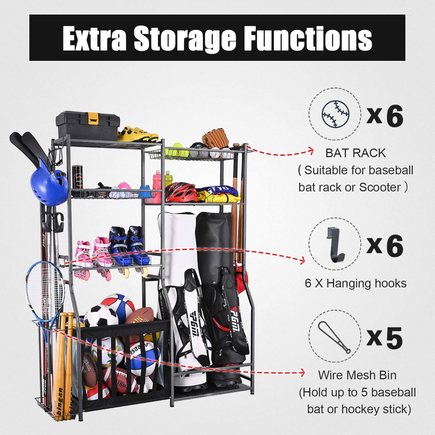 ชั้นวางอุปกรณ์กีฬาในโรงรถ ชั้น - Golf Equipment Organizer For Garage บทวิจารณ์และราคา
