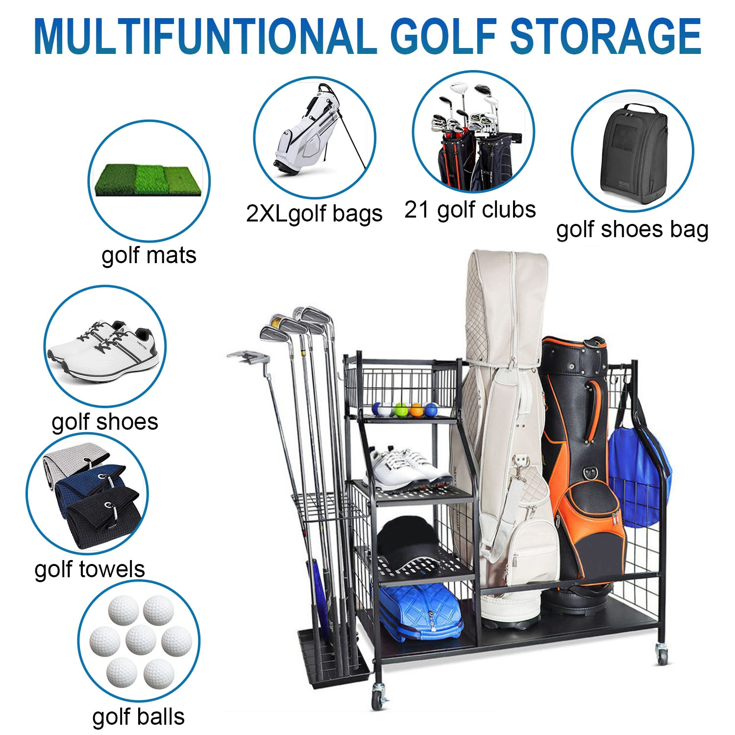ถุงกอล์ฟจัดเก็บโรงรถออแกไนเซอร - Golf Equipment Organizer For Garage บทวิจารณ์และราคา