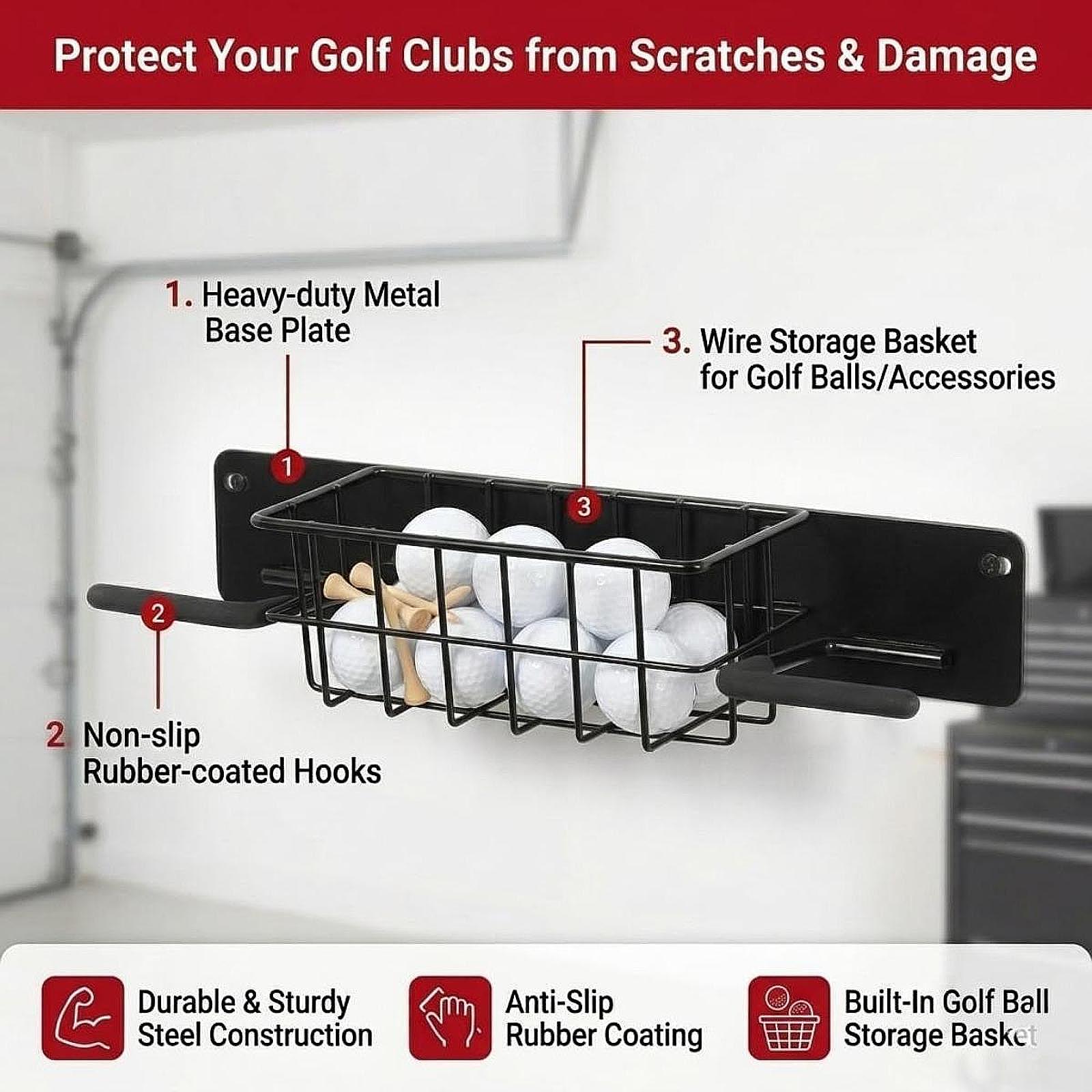 ชั้นวางอุปกรณ์กอล์ฟติดผนังแบบป - Golf Equipment Organizer For Garage บทวิจารณ์และราคา