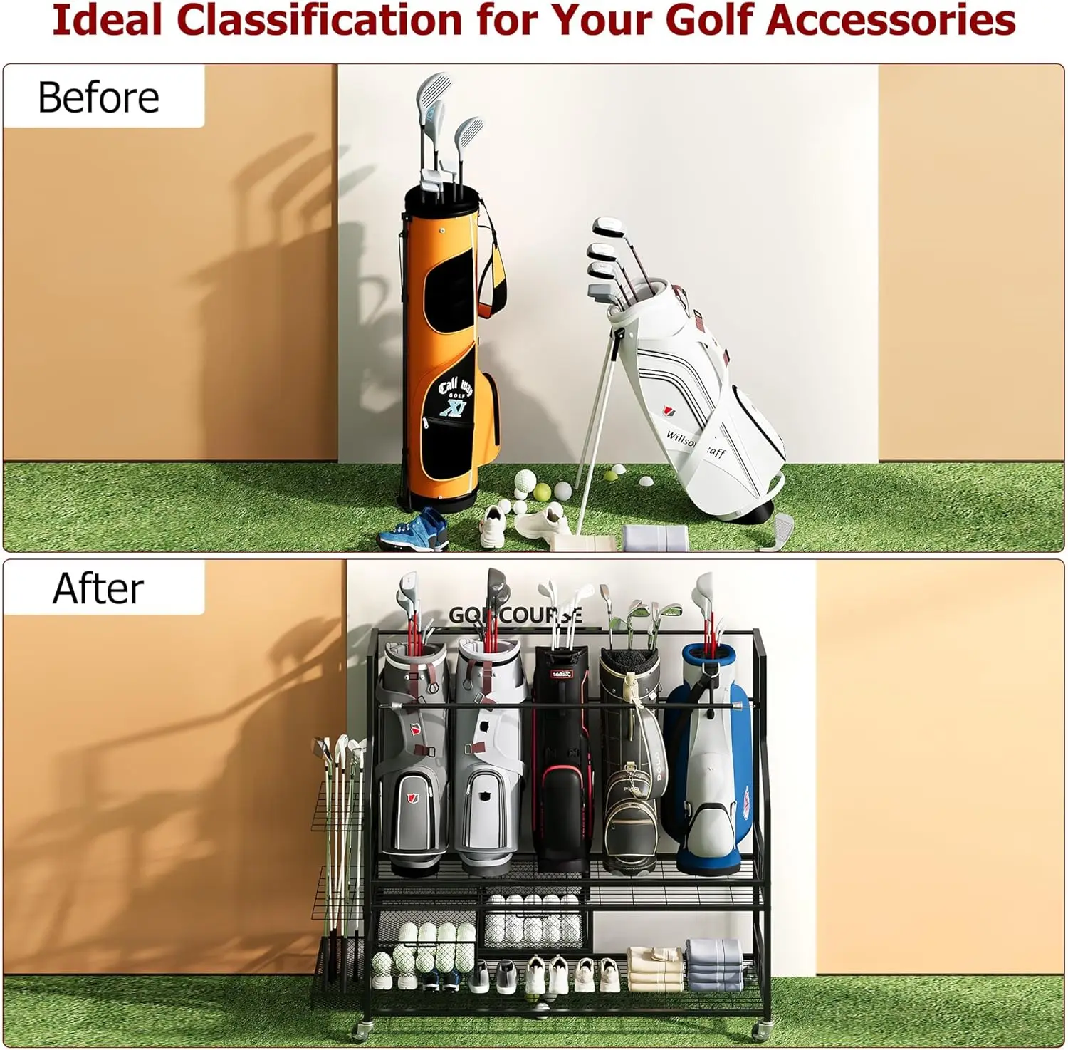 ชั้นวางเก็บถุงกอล์ฟอเนกประสงค์ - Golf Equipment Organizer For Garage บทวิจารณ์และราคา
