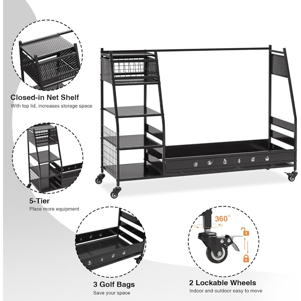ชั้นวางถุงกอล์ฟ ที่แขวนเก็บอุป - Golf Equipment Organizer For Garage บทวิจารณ์และราคา